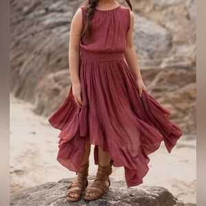 Joyfolie Mia Joy Girls Size 4 Flowy Boho Tiered Gemma Dress in Mesa Rose Lace